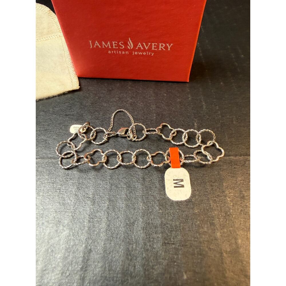 James Avery Retired Quatrefoil & Twisted Wire Link Bracelet Sz M 7" - Picture 5 of 6